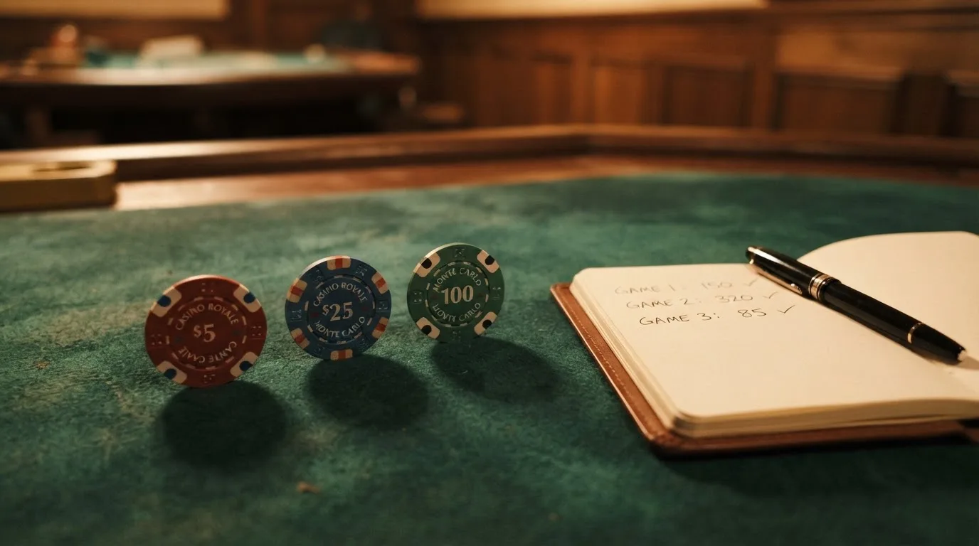 Tres fichas de casino con importes distintos junto a un calendario que marca plazos de validez