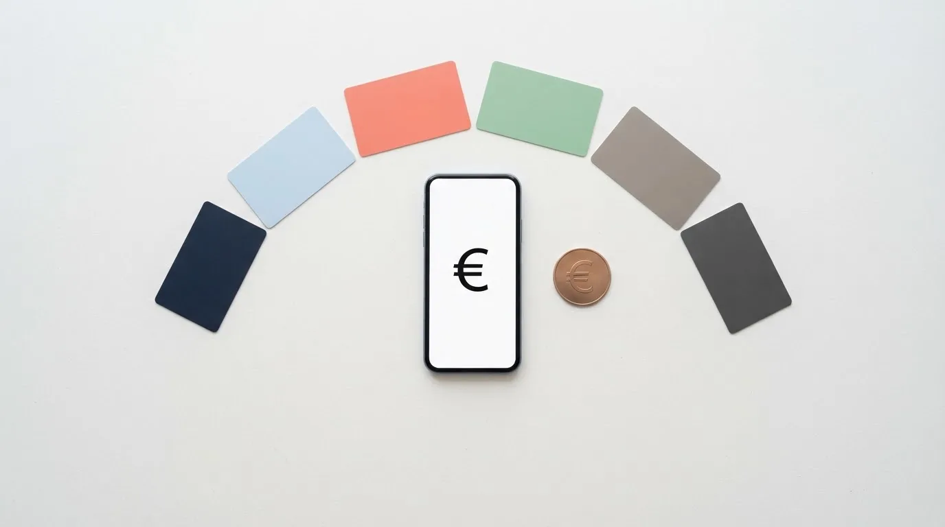 Comparativa visual de métodos de pago — Bizum, Visa, Mastercard, Google Pay, Apple Pay, PayPal, Paysafecard — con el depósito mínimo de cada uno resaltado
